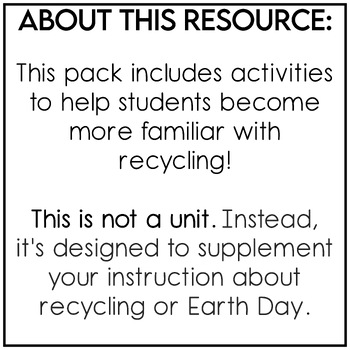 Recycling Activities by Katie Roltgen | Teachers Pay Teachers