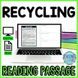 Recycling DIGITAL Reading Passage and Questions - Self Grading