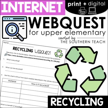 Preview of Recycling - Earth Day WebQuest - Internet Scavenger Hunt Activity