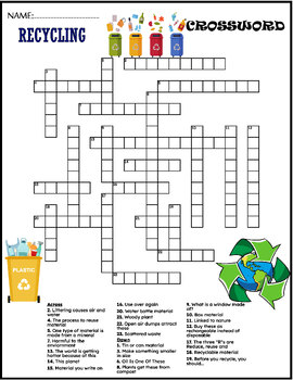 Recycling Fun Worksheets Word Search And Crossword by FunnyArti