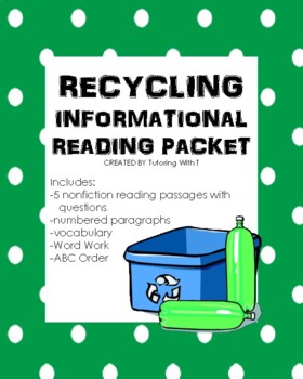 Preview of Recycling - Informational Reading Packet