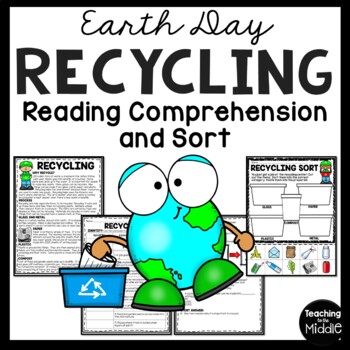 Preview of Recycling Informational Text Reading Comprehension Worksheet Earth Day
