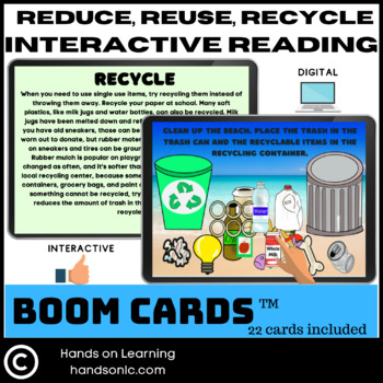 Preview of Recycling Interactive Reading Boom Cards