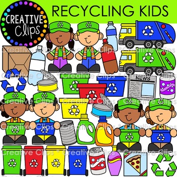 Preview of Recycling Kids Clipart {Earth Day Clipart}