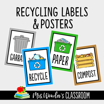 Preview of Recycling Labels - Reduce, Reuse, Recycle - Earth Day Activity - Recycle Posters