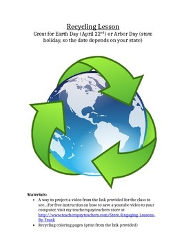 Preview of Recycling Lessons with common core 1-5 days to teach great for Earth Day & Arbor