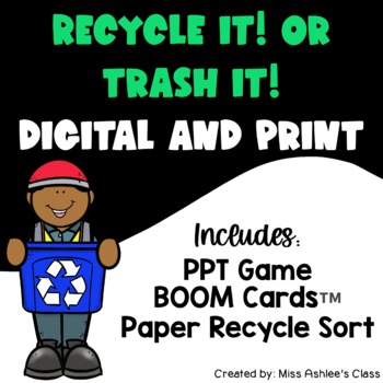 Preview of Recycling Sort | DIGITAL & PRINT Earth Day Activity | Google Slides™ & BOOM™