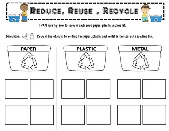 Preview of Recycling- Reduce, Reuse, Recycle