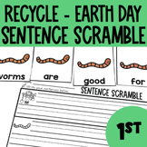 Recycling Sentence Scramble | 1st Grade Literacy Center (E