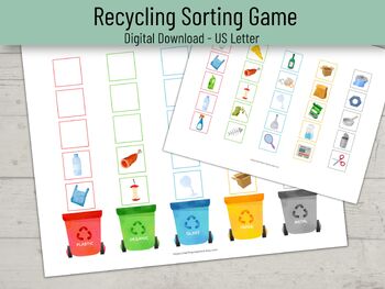 Preview of Recycling Sorting Game, Earth Day Activity, Earth Day Game, Waste Sorting