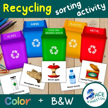 Preview of Recycling Sorting Trash Activity, Earth Day | Cut and Paste | Printable