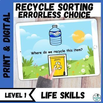 Preview of Recycling Sorting Unit Earth Day- Level 1 Errorless Choice