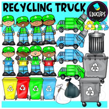 Preview of Recycling Truck Clip Art Set - EARTH DAY {Educlips Clipart}