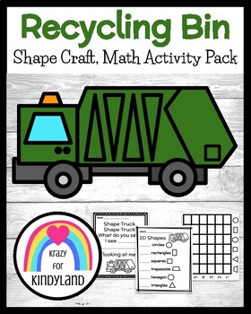 Preview of Recycling Truck Craft Earth Day Activity - Shape Counting - Graphing - Comparing