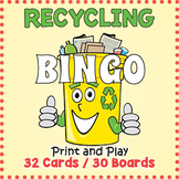 Recycling Vocabulary BINGO & Memory Matching Card Game Activity