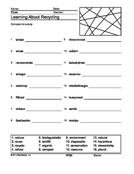 word search recycling teaching resources teachers pay teachers