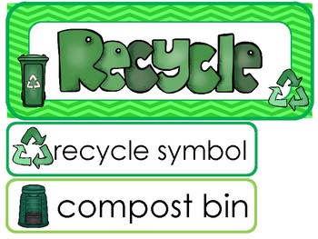 Preview of Recycling Word Wall Weekly Theme Bulletin Board Labels.