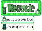 Recycling Word Wall Weekly Theme Bulletin Board Labels.