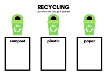 Preview of Recycling Worksheet