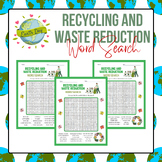 Recycling and Waste Reduction Word Search Puzzle | Earth D