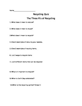 Preview of Recycling quiz or test
