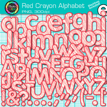 Preview of Red Alphabet Letter Clipart Images: Crayon Effect Clip Art, Transparent PNG B&W