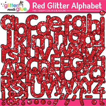 Glitter Letters, Numbers & Symbols - Red Glitter by Teach Simple
