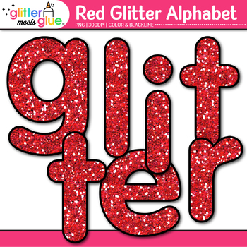 Christmas Red Glitter Alphabet Clipart