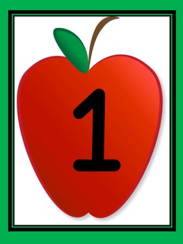 Red Apple Full Page Number Posters 0-100 by My Kinder Garden | TpT