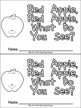 Preview of Red Apple, What Do You See Emergent Reader for Kindergarten- Colors and Fruits