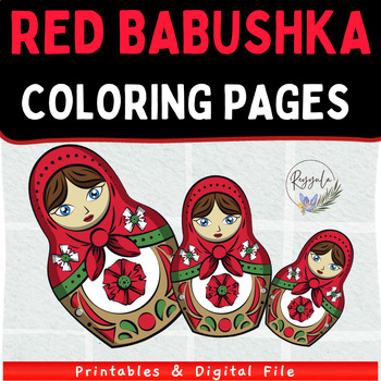 Preview of Red Babushka Coloring Pages Printables