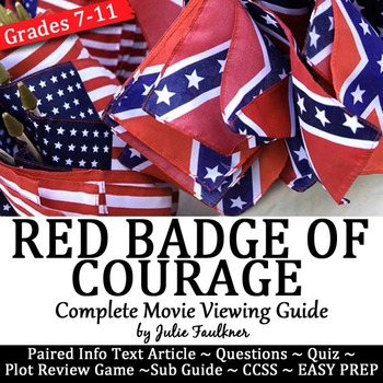 Preview of Red Badge of Courage Movie Viewing Unit, Questions/Activities, Lesson Plan