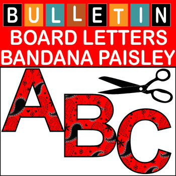Preview of Red Bandana Paisley Bulletin Board Letters Classroom Decor (A-Z a-z 0-9)