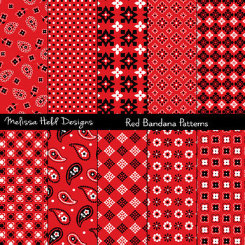 tage Skab dejligt at møde dig Red Bandana Patterns by Scrapster by Melissa Held Designs | TPT