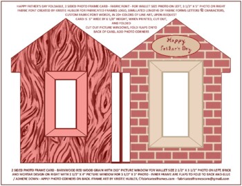 Preview of Red Barn Wood & Brick House Happy Father's Day Fabric Font Photo Card Printable