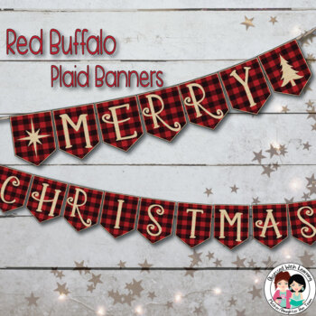 Red Buffalo Plaid Christmas Banners by Obsessed with Learning | TpT