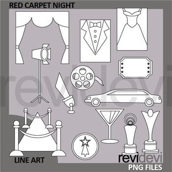 Preview of Red Carpet Night Clip Art Black and White - Line art