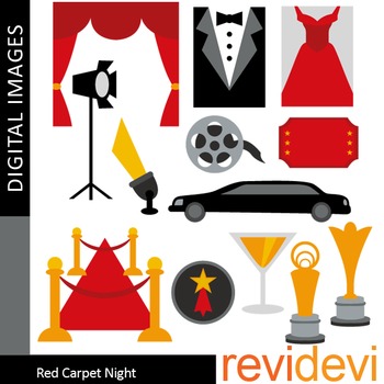 Preview of Red Carpet Party Clip art, Hollywood Awards, Red, Black