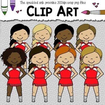 Preview of Red Cheerleader Clip Art. For your cheerleading program or school spirit.