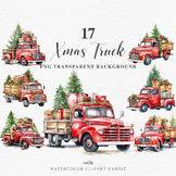 Red Christmas Truck Santa Winter Tree Clipart PNG Scrapbook