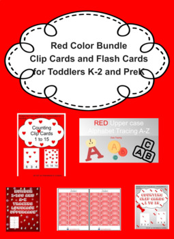 Preview of Red Color Bundle, Clip Cards and Flash Cards, interactive work book