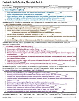 Preview of Simplified First Aid Skills Checkoff Sheets