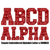 Red Faux Embroidered Sequin PNG Alphabet Set