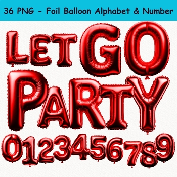 Preview of Red Foil Balloon Alphabet Number Clipart Fonts Letters Headings Bulletin Board