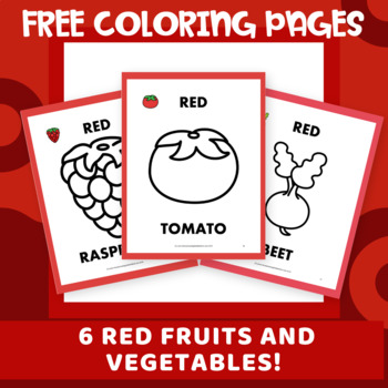 Preview of Red Fruits and Vegetables Printable Coloring Pages