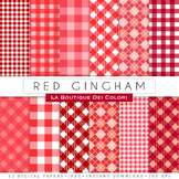 Red Gingham Table Cloth Digital Paper, scrapbook backgrounds