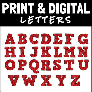 Red Glitter Block Letters And Numbers By Digital Den Tpt