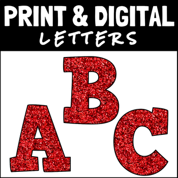 One Inch Red Glitter Iron On Characters - Letters or Numbers Vinyl Printing