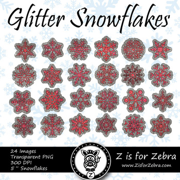 Glitter Snowflake Clipart, Red Glitter Snowflakes, Commercial Use, Red  Snowflakes UZ854 