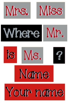 Preview of Red, Gray and Black - WORDS for your Where is the counselor sign - Primer Dots